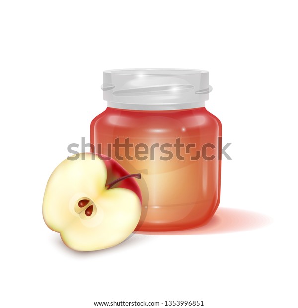 Download Glass Jar Apple Jam On Light Stock Vector Royalty Free 1353996851