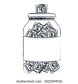 glass jar with bills