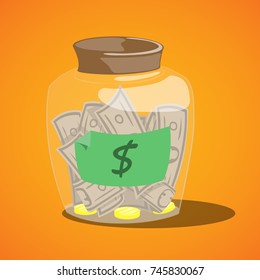 Saving Money Jar Vector Illustration Stock Vector (Royalty Free ...