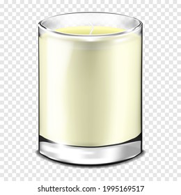 Glass Jar Candle On Transparent Background. Vector Illustration