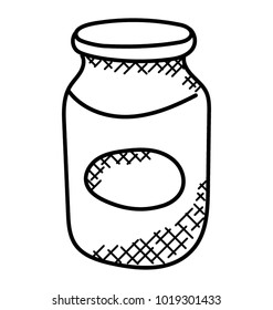 
Glass jar for canning and conservation, doodle icon
