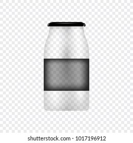 Glass Jar for canning and conservation. Vector empty jar design template with cover or lid on transparent.