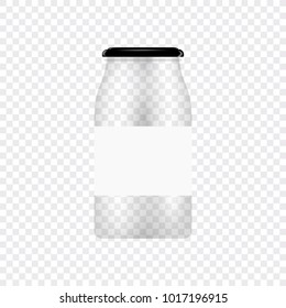 Glass Jar for canning and conservation. Vector empty jar design template with cover or lid on transparent.