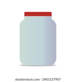 Jar de vidrio para el enlatamiento y la conservación. Plantilla de diseño de frasco vacío de vectores con cubierta 