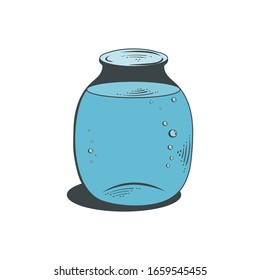 Glaskeramik zur Konservierung und Lagerung von Wasser. Illustration auf weißem Hintergrund.