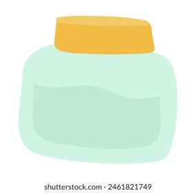 Frasco de vidrio con tapa en diseño plano. Botella de cristalería para enlatar alimentos. Ilustración vectorial aislada.