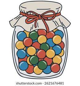 vidro jar caramelo pirulitos doce isolado vetor ilustração no fundo branco