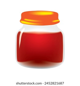 Glass jar closed with a lid with jam