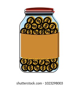 glass jar with coins