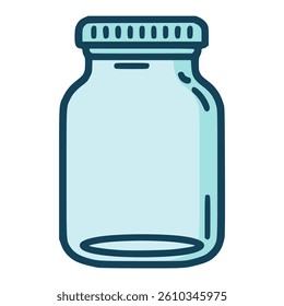 glass jar container empty transparent flat color vector illustration template design