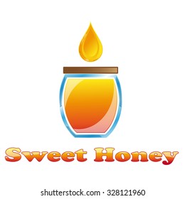 Glass jar containing honey