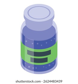 Glass jar containing a purple liquid with bubbles, possibly a health or beauty product
