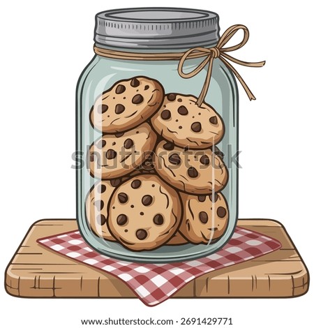 Glass jar with cookies inside vector isolated white background