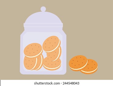 Glass jar with cookies isolated on white background. Vector Illustration