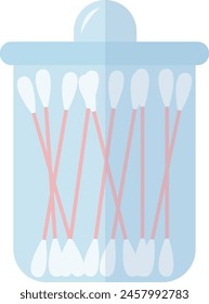 Glass jar with cotton swabs vector flat illustration