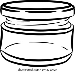 Glass jar. Jar drawing, doodle style, sketch. A jar with a lid. One element.