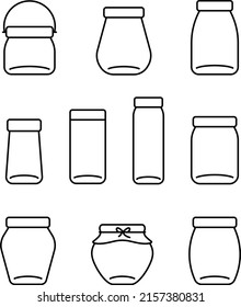 Glass jar, earthen jar line icons, vector illustration