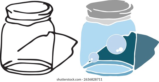 Glass jar filled with bubbles Vector