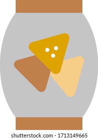 Glass Jar filled with Homemade cookies concept, Work at Home Symbol on white background, Saltish Crispy Chips Container Vector Icon design