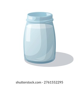 Glass jar filled with milk placed on a white background during the day