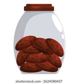 Glass jar filled with nutritious dried dates, preserving their natural sweetness and offering a healthy snack