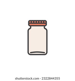 Glass jar filled outline icon, line vector sign, linear colorful pictogram isolated on white. Symbol, logo illustration. Vector graphics