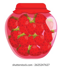 Glass jar is filled with ripe strawberries, capturing the essence of summer and the joy of preserving its bounty