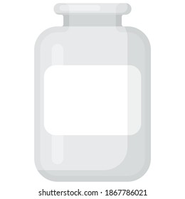 frasco de vidrio de estilo plano. Ilustración del vector