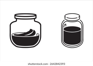 Glass jar food container silhouette vector illustration