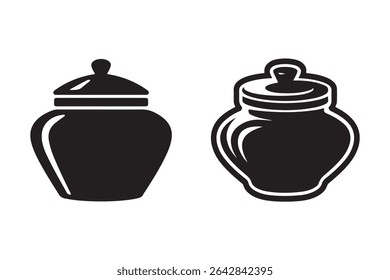 Glass jar food container silhouette vector illustration