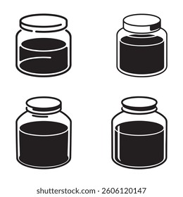 Glass jar food container vector illustration.