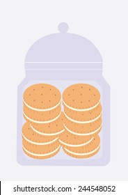 Glass jar full of cookies isolated on white background. Vector Illustration