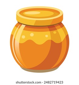 glass jar full of honey on white