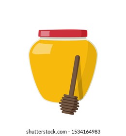 Glass Jar Full Honey Stick Dipper Stock Vector (royalty Free 