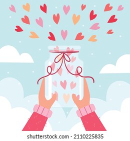 Glass jar full of love