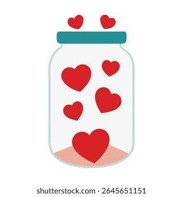 Glass Jar Full of Paper Hearts on White Surface