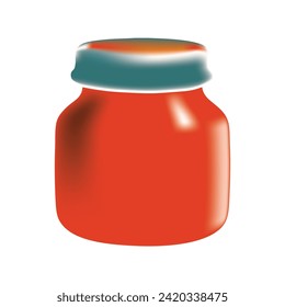 Glass jar full of red sauce. Hand-drawn vector image without AI.