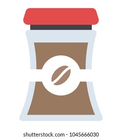 Glass jar of grounded coffee beans