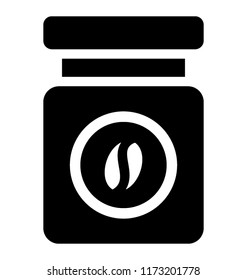 
Glass jar of grounded coffee beans
