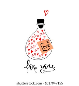 glass jar with hearts, Valentine Day design. Lettering For You