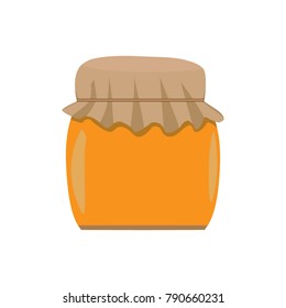 Glass jar of honey.