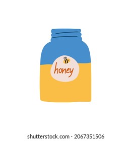 Glass jar with honey. Design element. Vector hand drawn illustration