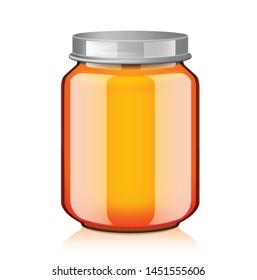 Glass Jar For Honey, Jam, Jelly or Baby Food Puree realistick Mock Up Template for your design