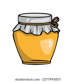 Glass jar with honey, vector illustration