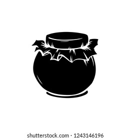 Glass Jar with Honey Vector Laser Cut Silhouette or Engraved Cutting Vector Icon. Canned Superfood Organic Product. Mason or Glass Jar. Vintage Isolated Illustration for Kitchen or Grocery Shop