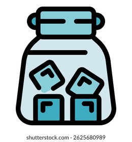 Glass jar with ice cubes, perfect for keeping your drinks cool and refreshing