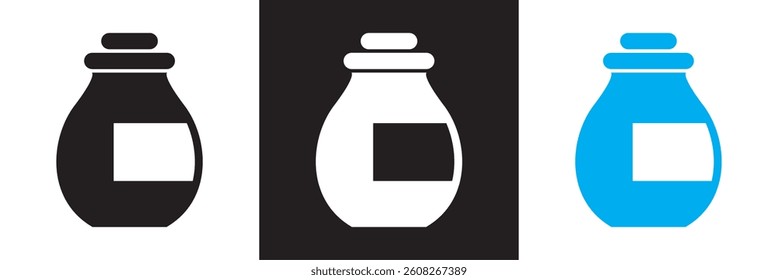 Glass jar icon . conservation symbol .  Vector for websites, mobile interfaces, presentations, banner, visual branding etc. Vector illustration. isolated on white and black background. EPS 10