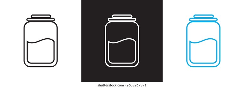 Glass jar icon . conservation symbol .  Vector for websites, mobile interfaces, presentations, banner, visual branding etc. Vector illustration. isolated on white and black background. EPS 10