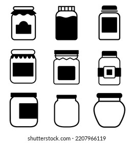 Glass jar icon vector set. bottle illustration sign collection. conservation symbol on white background.