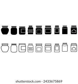 Glass jar icon vector set. bottle illustration sign collection. conservation symbol on white background.